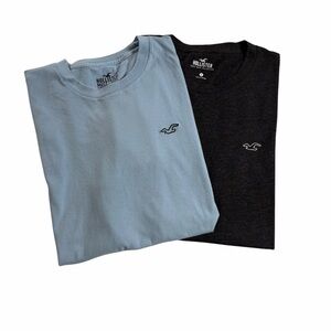 Hollister Men’s Basic T-Shirt Bundle of 2 | Charcoal + Blue | Size Small